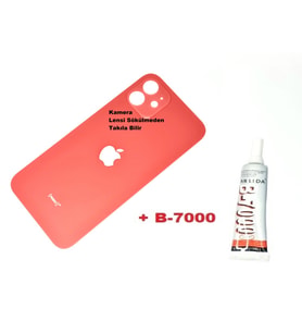 Tkgz İPhone 12 Arka Pil Batarya Kapağı (CAM+B-7000) KIRMIZI