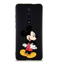 Xiaomi Mi 9T Pro Soft Premier Kapak Mickey Mouse-D Tasarımlı Silikon Kılıf - Siyah (Şeffaf)