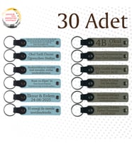 Gök Mavi & Kül Gri, 30'lu Set, Mesajlı Kişiye Özgü Anahtarlık, Sevdiğiniz Kişilere Doğum Günü Anısı