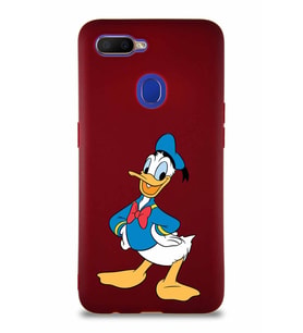Oppo A12 Soft Premier Kapak Donald Duck-C Tasarımlı Silikon Kılıf - Mürdüm (Şeffaf)