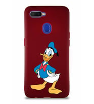 Oppo A12 Soft Premier Kapak Donald Duck-C Tasarımlı Silikon Kılıf - Mürdüm (Şeffaf)