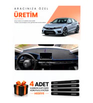 HONDA CIVIC FE1 (2022-2026) Uyumlu Torpido Koruma Örtüsü Oto Kılıfı - Siyah Mavi