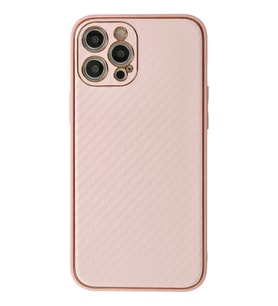 Durukar® iPhone 12 Pro Kılıf Coco Karbon Silikon - Pembe