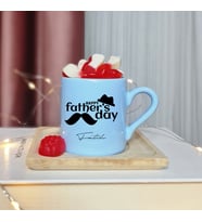Babalar Günü ( Happy Fathers Day ) Tasarımlı Kişiye Özel Mavi Türk Kahvesi Fincanı