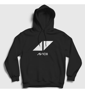 Presmono Unisex Beyaz Logo Dj Avicii Kapüşonlu Sweatshirt 439073tt (Siyah)