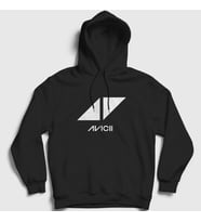 Presmono Unisex Beyaz Logo Dj Avicii Kapüşonlu Sweatshirt 439073tt (Siyah)