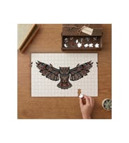 Baykuş Mandala Desenli Tasarımı 240 parça Ahşap Puzzle Ahşap Kutuda MP06455