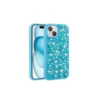 Apple iPhone 15 Uyumlu Kılıf Parlak Taşlı Tasarım Zore Linea Diamond Kapak (Açık Mavi)