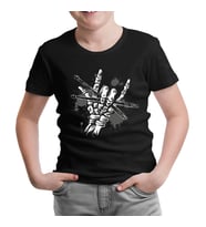 Skeleton Hand Holding Drumsticks Siyah Çocuk Tshirt