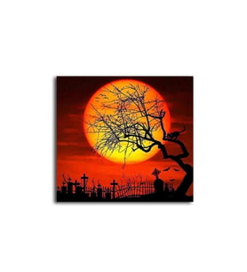 DBSanatevi Cadılar Bayramı Ay Işığında Ağaç Tablo 60 X 80 Cm