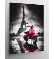 Kanvas Tablo Eyfel Ve Pembe Vespa