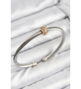 Çelik Zirkon Taşlı Burma Model Gold Ve Gümüş Renk Kadın Bileklik