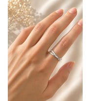 Taşlı Çapraz Silver Yüzük