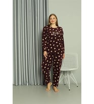 Polar Kadın Büyük Beden Pijama Takımı Bordo