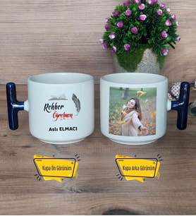 Rehber Öğretmeni Kupa Bardak Fotoğraflı T Lacivert Kulplu Öğretmenler Günü Hediyesi Rehber Öğretmenine Hediye