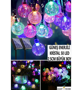 Güneş Enerjili Işıklar 50 Led 7 Metre Kristal Küre Işıklar, 8 Aydınlatma Modu ile, Bahçe Düğün Parti Dekor için Su Geçirmez Güneş Enerjili Veranda Işıkları (Renkli RGB)