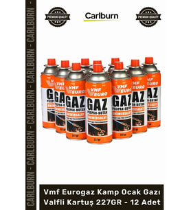 Özel Üretim Dayanıklı Portatif Tüp Seti Vmf Eurogaz Kamp Ocak Gazı Valfli Kartuş 227GR 12 Adet