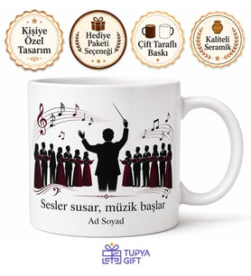 Koro Sanatçısı Şefin İşaretini Bekleyen Soprano Alto Tenor Baskılı Kupa Hediye