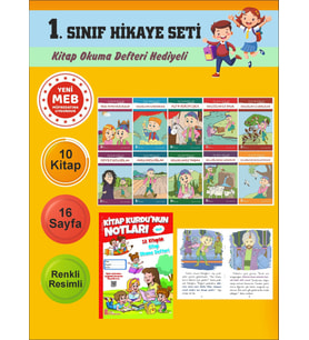 1.Sınıflar İçin Okumayı Sevdiren 10 lu Hikaye Seti 8 (Kitap Okuma Defteri Hediyeli)