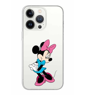 Apple iPhone 13 ProMax Uyumlu Kapak Minnie Mouse Tasarımlı Şeffaf Silikon Kılıf