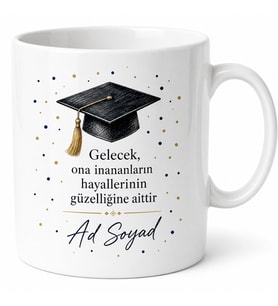 Kişiye Özel Kep Töreni Hatırası Baskılı Kupa Bardak Mezuniyet Hediye
