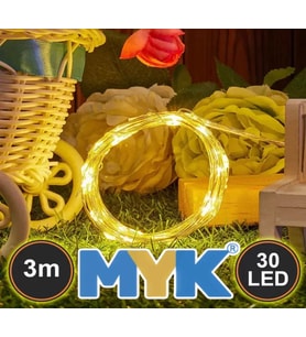 3 Metre Gün Işığı Peri Led Işık Pilli, 3 Modlu Dekoratif Led