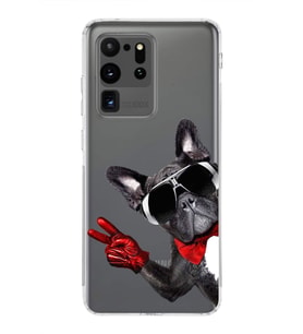 PrintiFy Samsung Galaxy S20 Ultra ile Uyumlu 1mm Slim Fit Köpek 2 050e Baskılı Şeffaf  Kılıf