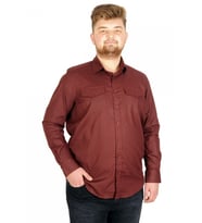 Mode XL Erkek Gömlek Gabardin Çift Cep 20360 Mürdüm