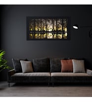 Lucenda Led Işıklı Ormanda Günbatımı Temalı Tablo Duvar Dekorlu Gece Lambası (Sarı)