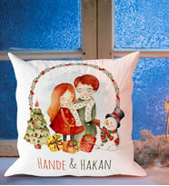 BK Gift Kişiye Özel İsimli Yılbaşı Tasarımlı Beyaz Yastık-6