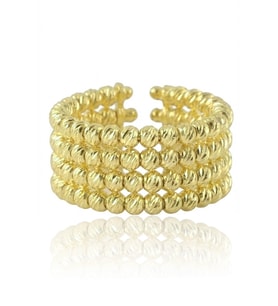 925 Ayar Gümüş Yüzük Altın Kaplama Dorica (Dorissa) Alttan Ayarlamalı Dört Sıra Yüzük SGTL13225GOLD (Altın Rengi)