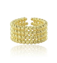 925 Ayar Gümüş Yüzük Altın Kaplama Dorica (Dorissa) Alttan Ayarlamalı Dört Sıra Yüzük SGTL13225GOLD (Altın Rengi)