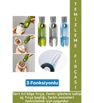 Kompakt Sert Kıllı Zor Nokta Köşe Termos Biberon Bardak 3 Fonksiyonlu Çok Amaçlı Temizleme Fırçası