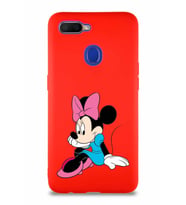 Oppo AX7 Soft Premier Kapak Minnie Mouse-E Tasarımlı Silikon Kılıf - Kırmızı (Şeffaf)