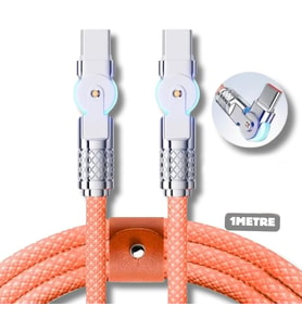Lexroo A6017 Type C To Type C Hızlı Şarj Data Kablosu Çevirici Dönüştürücü Adaptör 180° Döner - 1M