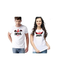 sevgili tişörtleri melek şeytan ikili tişört (Beyaz)