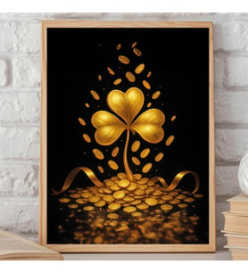 Ezgoola / Feng Shui Tablo / Yonca tablo / İşyeri Tablo / İşyeri Hediye / Ev Hediye / Ev Dekoru / Poster / Özel Tasarım Hediye (Siyah)