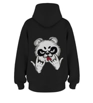Oversize 'Furry Teddy Bear' Baskılı Kapşonlu Hoodie Sweatshirt (Siyah)