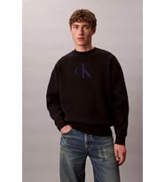 Calvin Klein Uzun Kollu Pamuklu Kaşmir 3D Logolu Bisiklet Yaka Erkek Siyah Kazak LV04RD305G-UB1