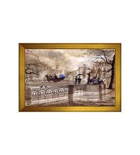 Manzara Temalı Kanvas Tablo 80 x 110 cm Gold Çerçeve