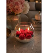 Gül Rüyası Mum - Mumelia Candles Doğal Soya Cam Fanus Tasarım Dekoratif Mum