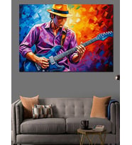 Gitar Çalan Müzisyen Modern Tablo Dekoratif Kanvas - Mdf Ahşap Tablo