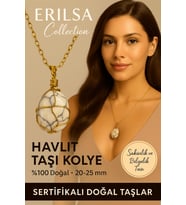 Sertifikalı Tel Sargılı Doğal Havlit Taşı Kolye – Altın Kaplama Sakinlik ve Bilgelik Taşı (Çok Renkli)
