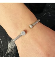 Gümüş Erkek Bileklik,0,55 Karat Beyaz Safir Bileklik Özel Tasarım,Şık Hediye
