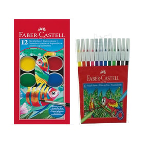 Faber Castell Keçeli Boya Kalemi 12 li - Sulu Boya 12 li - 2 li Set