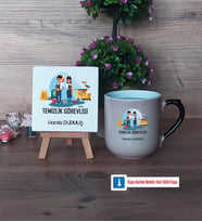 Temizlik Görevlisi Dekoratif Taş, Kupa Bardak Kırmızı Hediye (Model 9)