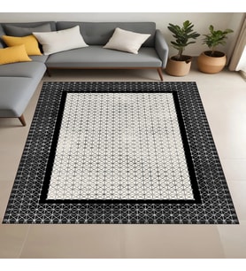 Eliana Home Dijital Baskı Yıkanabilir Kaymaz Taban Salon Halısı Ve Yolluk LNA0912-FNL129 (Siyah)