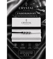 Siyah Beyaz 3 Yıldızlı Taraftar Bileklik Seti El Yapımı Ayarlanabilir Makrome Unisex Şampiyon Bileklik Seti