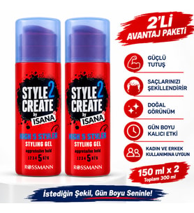 Isana Style2Create High 5 Styler Styling Gel 150 ml x 2'li Avantaj Paketi