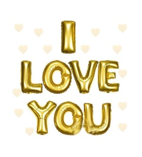 I Love You Folyo Balon Altın Renk 35 CM (5343)